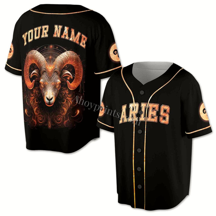 Ahoyprints Aries Horoscope Gift Idea, Birthday Gift Baseball Jersey
