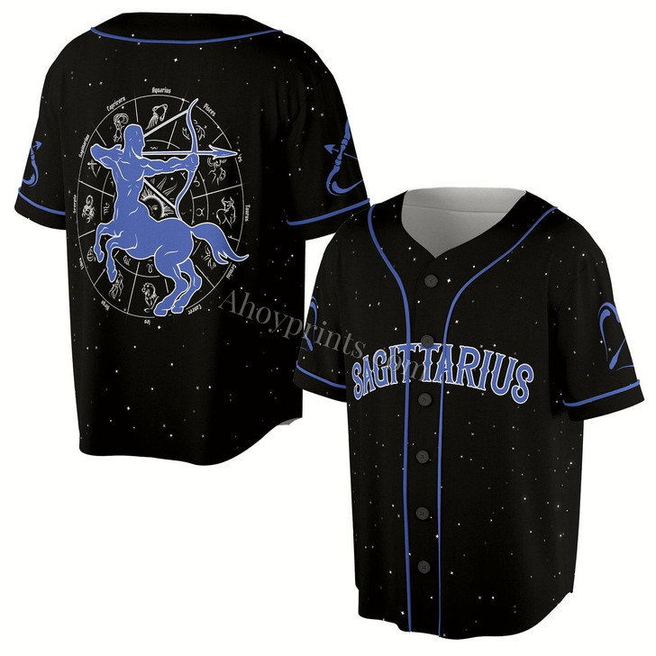 Ahoyprints Symbol Zodiac Constellation Sagittarius Star Baseball Jersey