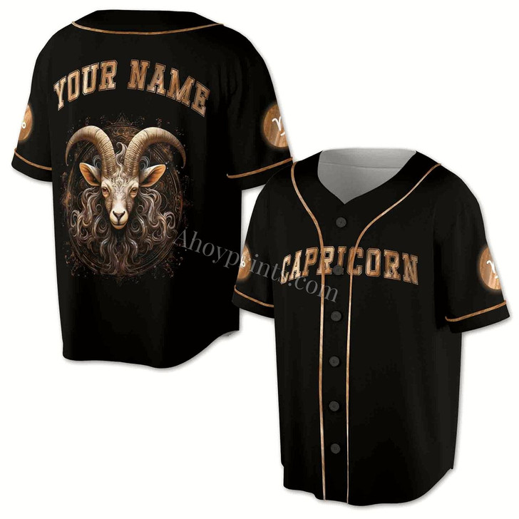 Ahoyprints Personalized Capricorn Baseball Jersey, Capricorn Horoscope Gift Idea, Birthday Gift