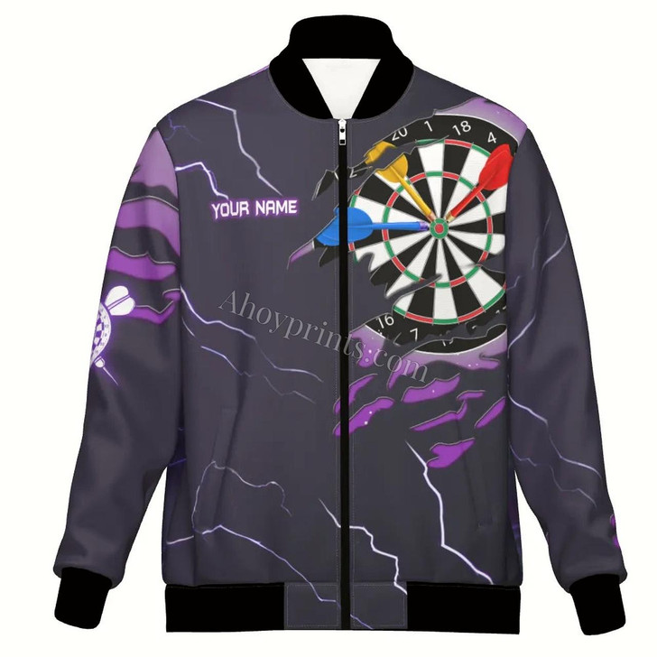 Ahoyprints Personalized Lightning Eagle Dart Unisex Bomber Jacket For Professional Dart Players For Dart Enthusiasts