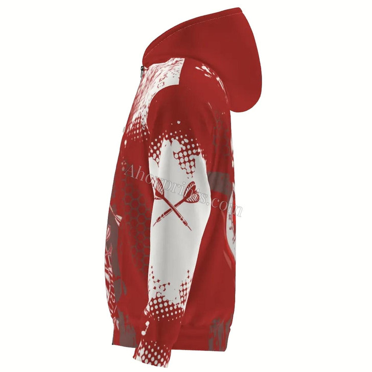 Ahoyprints Personalized Dart Unisex Zipper Hoodie Retro And Pattern For Dart Players And Enthusiasts