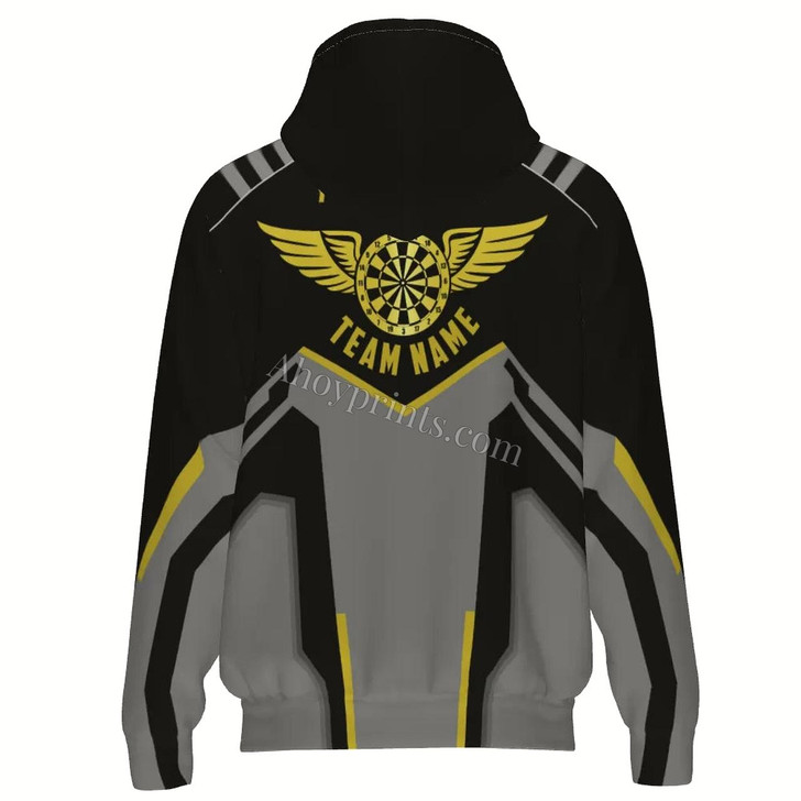 Ahoyprints Personalized Dart Unisex Zipper Hoodie With Custom Heartbeat Pattern For Dart Players And Enthusiasts