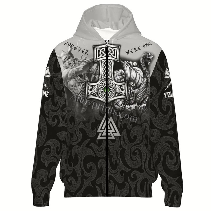 Ahoyprints Personalized Dart Unisex Zipper Hoodie For Dart Players And Enthusiasts "Viking Unity"