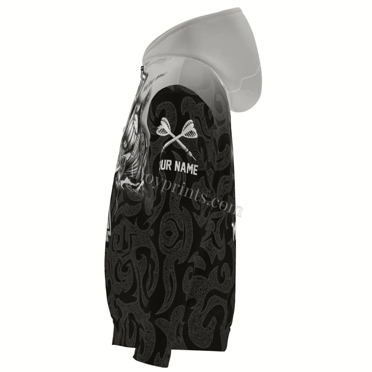 Ahoyprints Personalized Dart Unisex Zipper Hoodie For Dart Players And Enthusiasts "Viking Unity"
