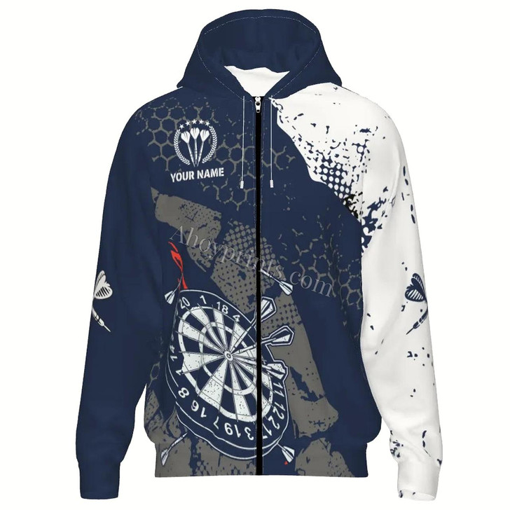 Ahoyprints Personalized Retro Darts Unisex Zipper Hoodie With And Pattern For Dart Players And Style 2