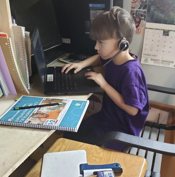 Young Boy Doing Online Tutoring