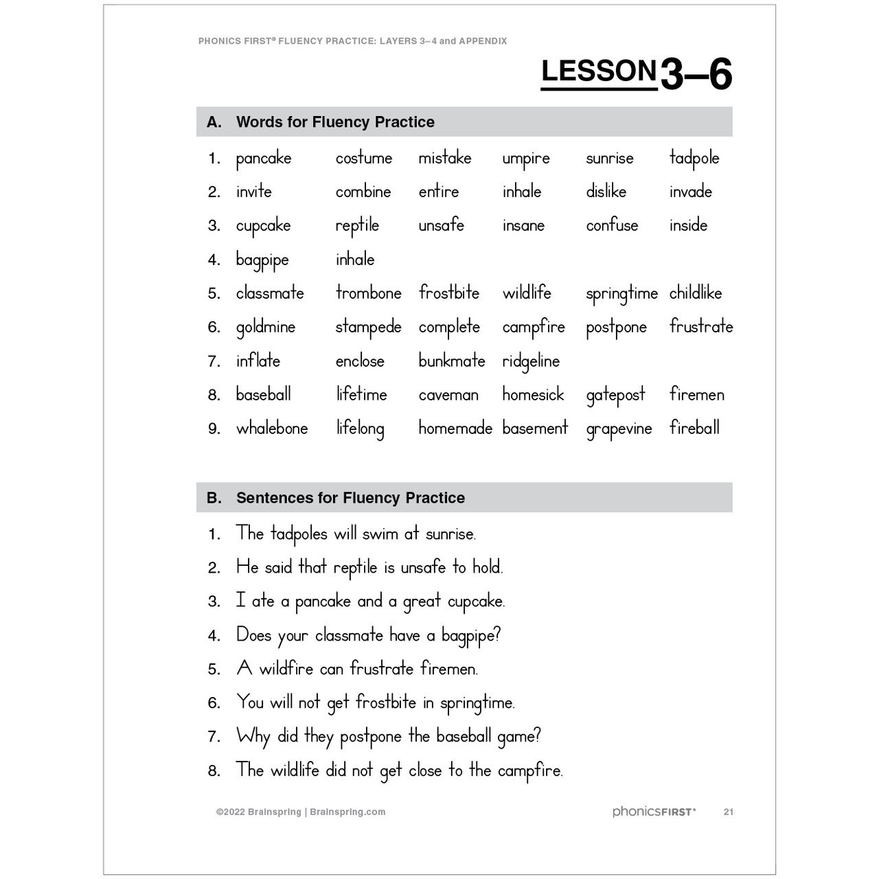 Phonics First Foundations Supplemental Guide for Reading Fluency