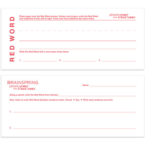 Student Red Word Strip Blanks (Pad of 30)