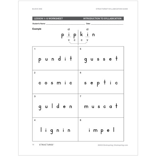 phonics first structures for syllabication brainspring store