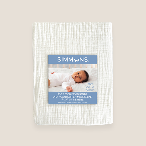Drap pour lit de bébé en mousseline Simmons Drap pour lit de bébé en mousseline Simmons