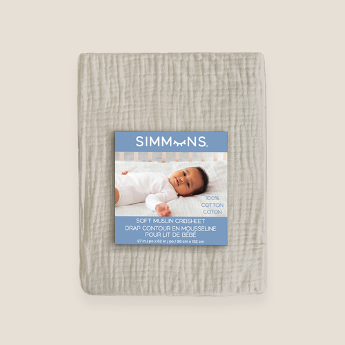 Drap pour lit de bébé en mousseline Simmons Drap pour lit de bébé en mousseline Simmons