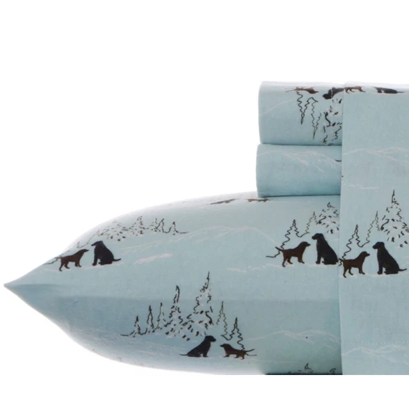 Ensemble de draps en flanelle Eddie Bauer avec motif de chiens et amis