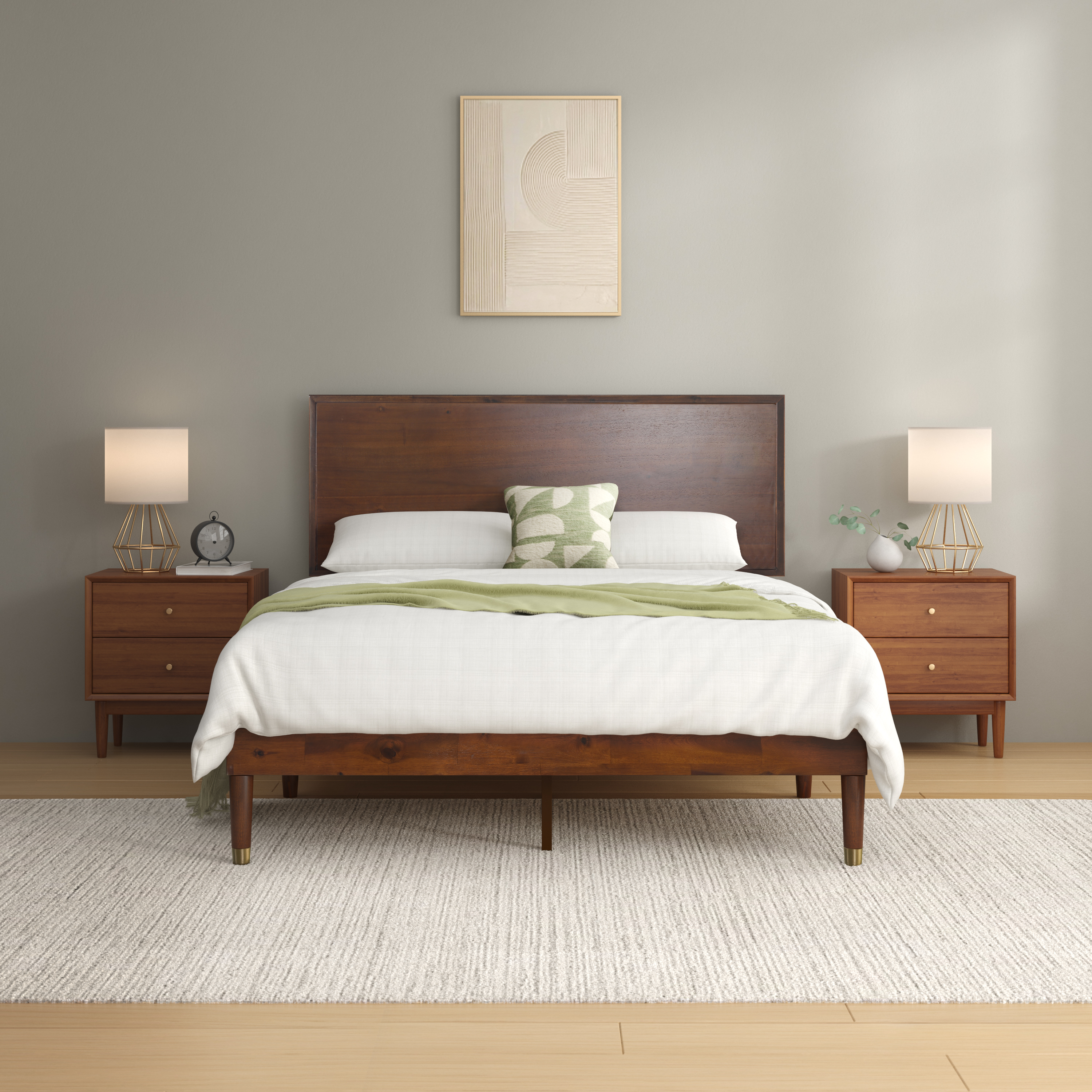 Base de lit en bois Garrett Mid-Century Base de lit en bois Garrett Mid-Century