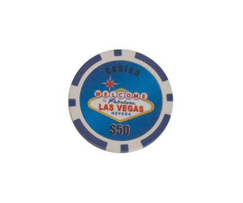 Blue $50 Las Vegas 11.5G Poker Chips 25 pcs