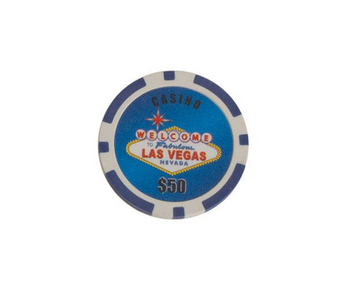 Magnetic Blue $50 Las Vegas 11.5G Poker Chips 25 pcs