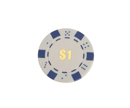 White $1 Lake Tahoe Dice 11.5G Poker Chips 50 pcs