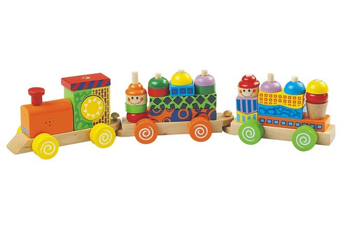 Wooden Colorful Block Train Puzzle Set