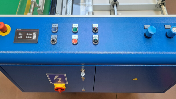 Mitsubishi touch screen operator panel on the ZFP CT25 guillotine cutter