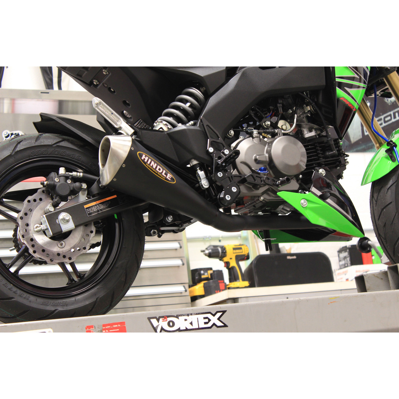 Hindle Evo Megaphone Black Ceramic Exhaust Kawasaki Z125 Pro 2017-2026