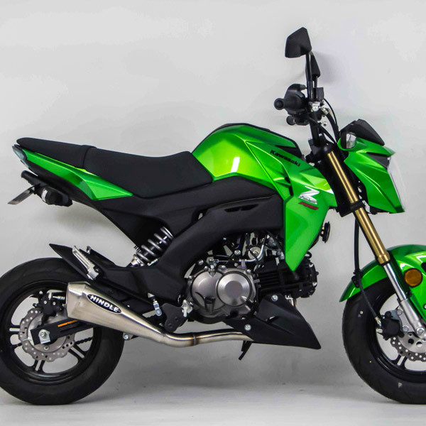 Hindle Evo Megaphone Polished Exhaust Kawasaki Z125 Pro 2017-2025