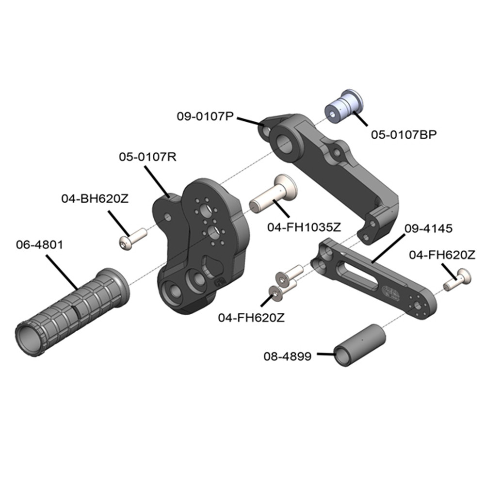 Woodcraft Kawasaki Z125 Pro 2017-2025 Rearsets Standard Shift