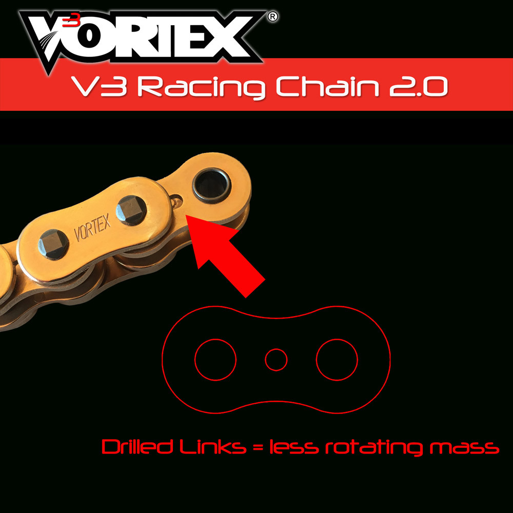 Vortex Kawasaki ZX600E (ZX-6) 1993-2005 V3 2.0 Gold Chain and