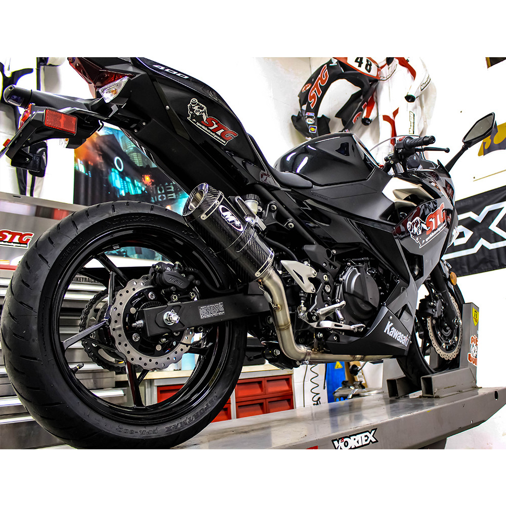KA4014 M4 X96 Carbon Fiber Slip-on Exhaust - 2018-20 Kawasaki Ninja 400