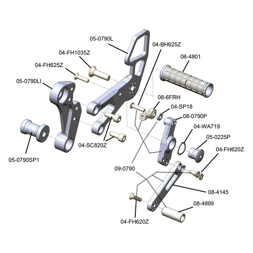 Woodcraft KTM 790 Duke 20182021 / Duke 890 20202021 Rearsets Complete Kit