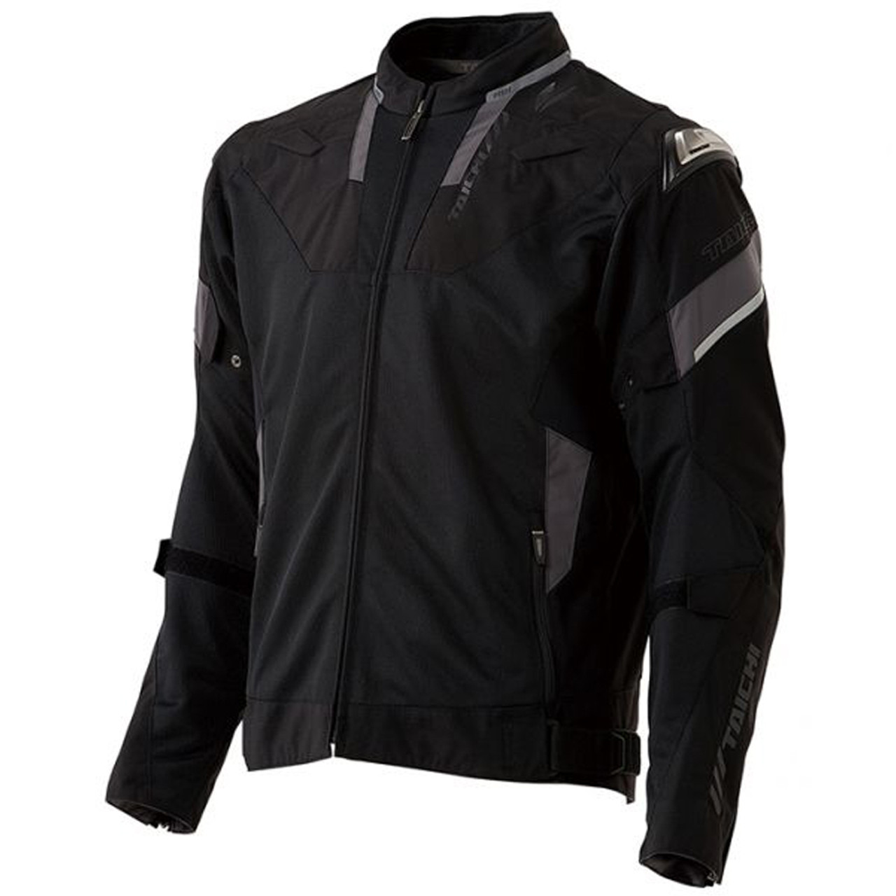 Leather Motorcycle Jacket with Red and White Accents, Zip-Up