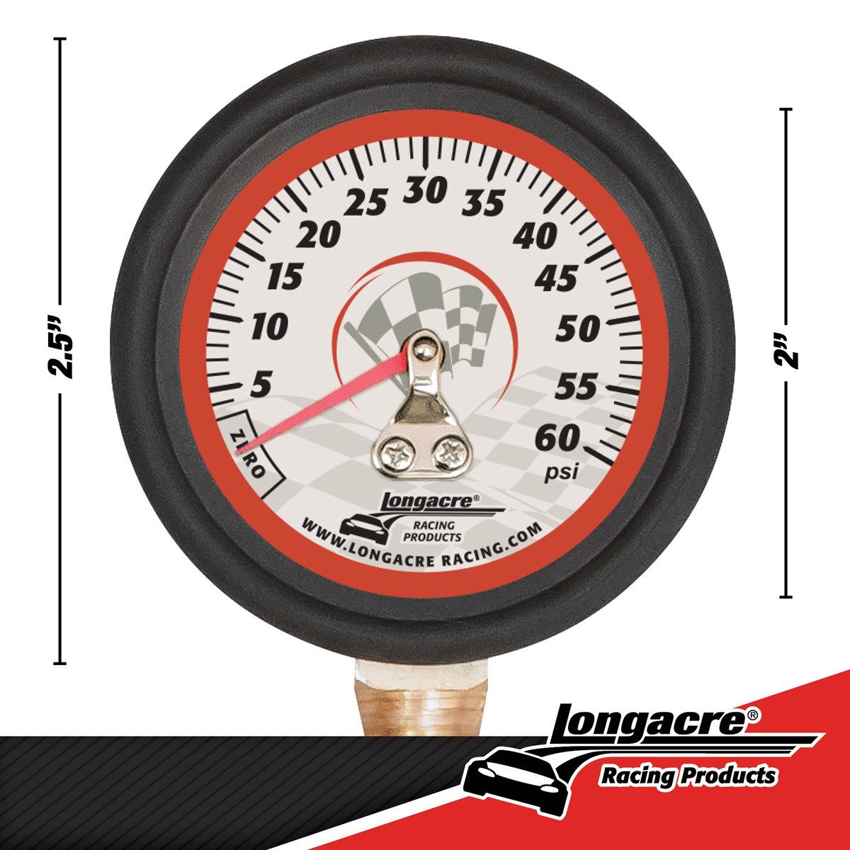Longacre Basic Analog 2" Tire Pressure Gauge Sportbike Track Gear