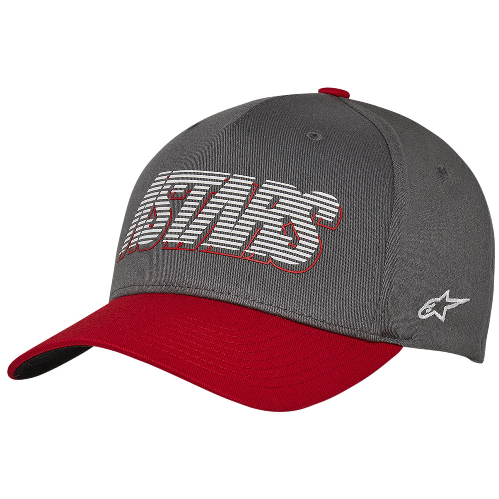 Alpinestars Lanes Flexfit Hat - Charcoal/Red Twill Cap With Structured Crown & Curved Bill, Size LG/XL - View #4