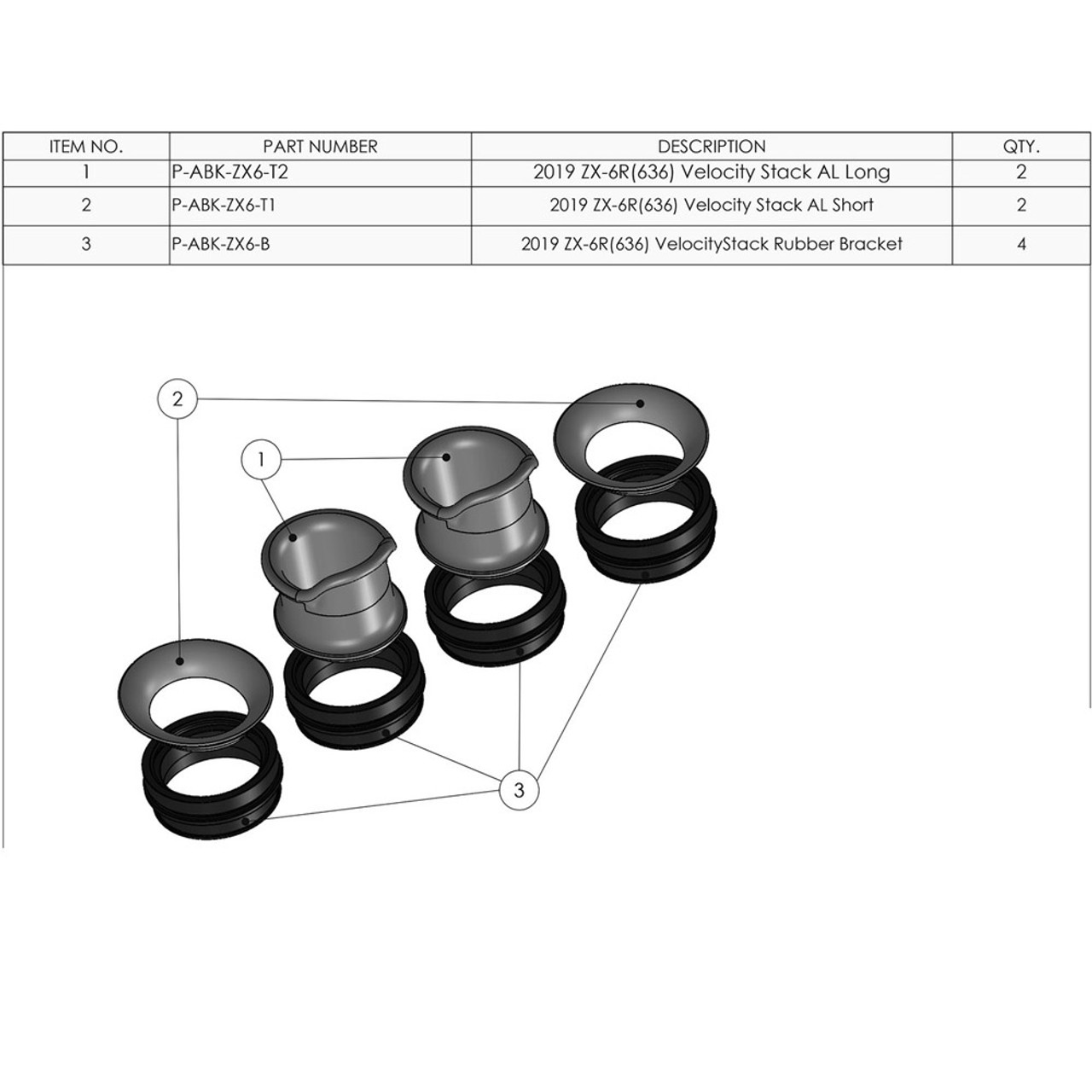 スカイホッパー 09-25 Kawasaki ZX-6R Graves Velocity Stacks VE2 Silver - Bayside