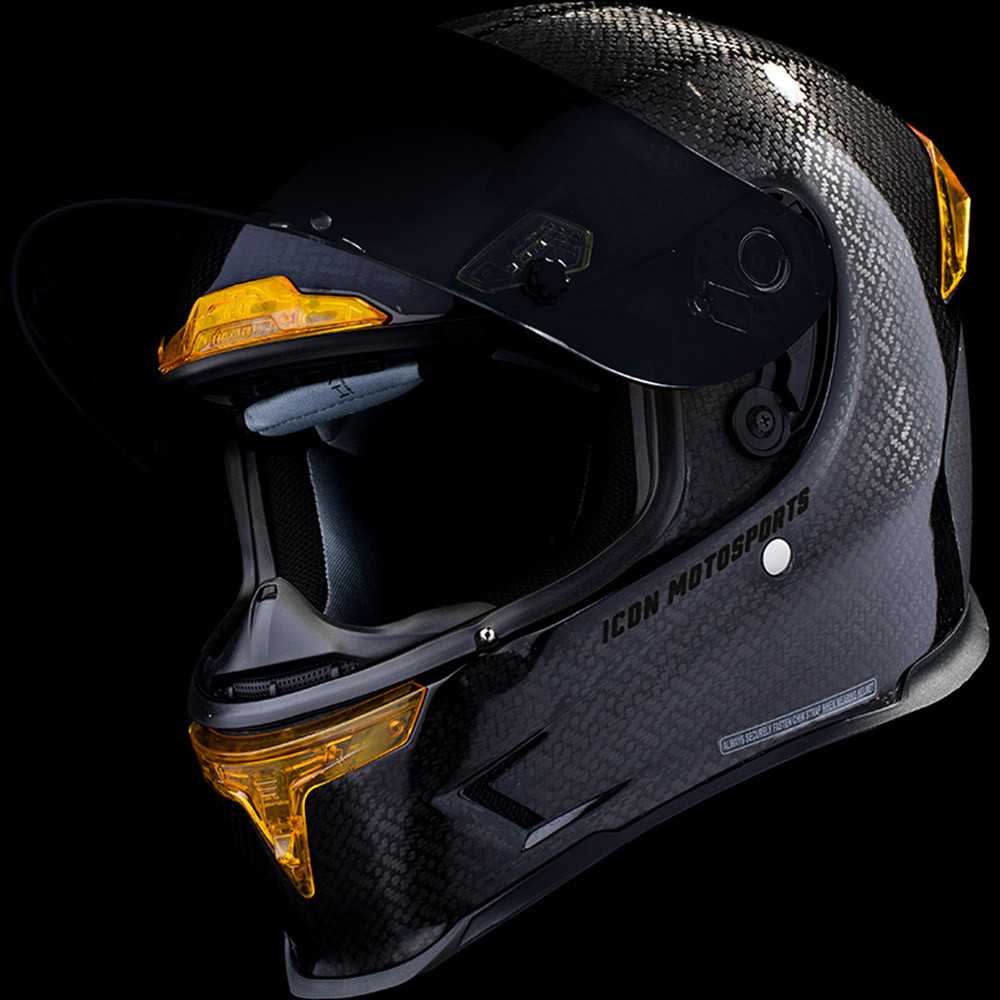 Icon Airframe Pro Carbon 4Tress Yellow Helmet - Sportbike Track Gear