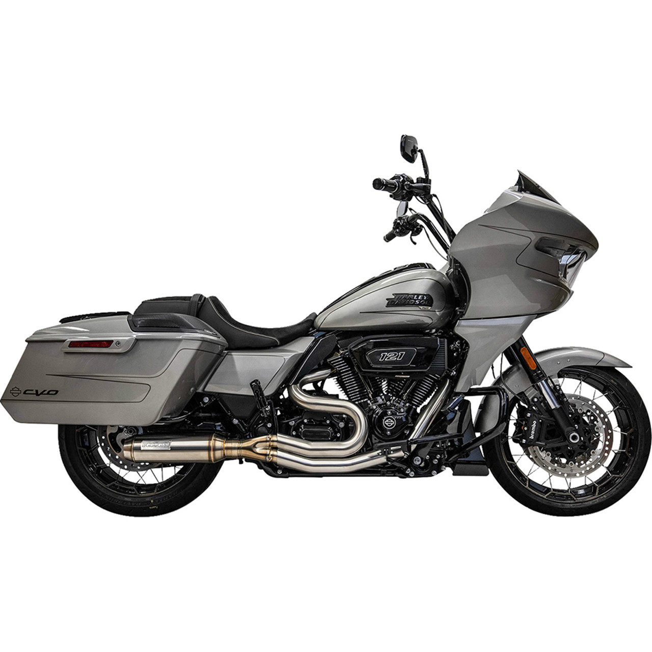 Hsy Bassani Chrome B4 Exhaust System W/Megaphone Muffler - FLH