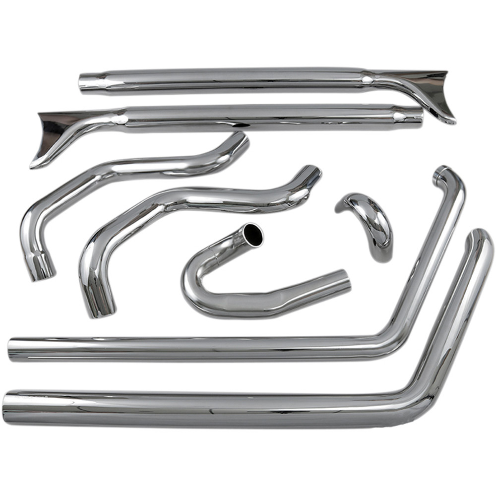 Bassani Xhaust 2005 Harley-Davidson 15th Anniversary Fat Boy FLSTF True Duals Exhaust System with Fishtail Mufflers without Baffles - 33" - 2-1/4" Muffler Image 1