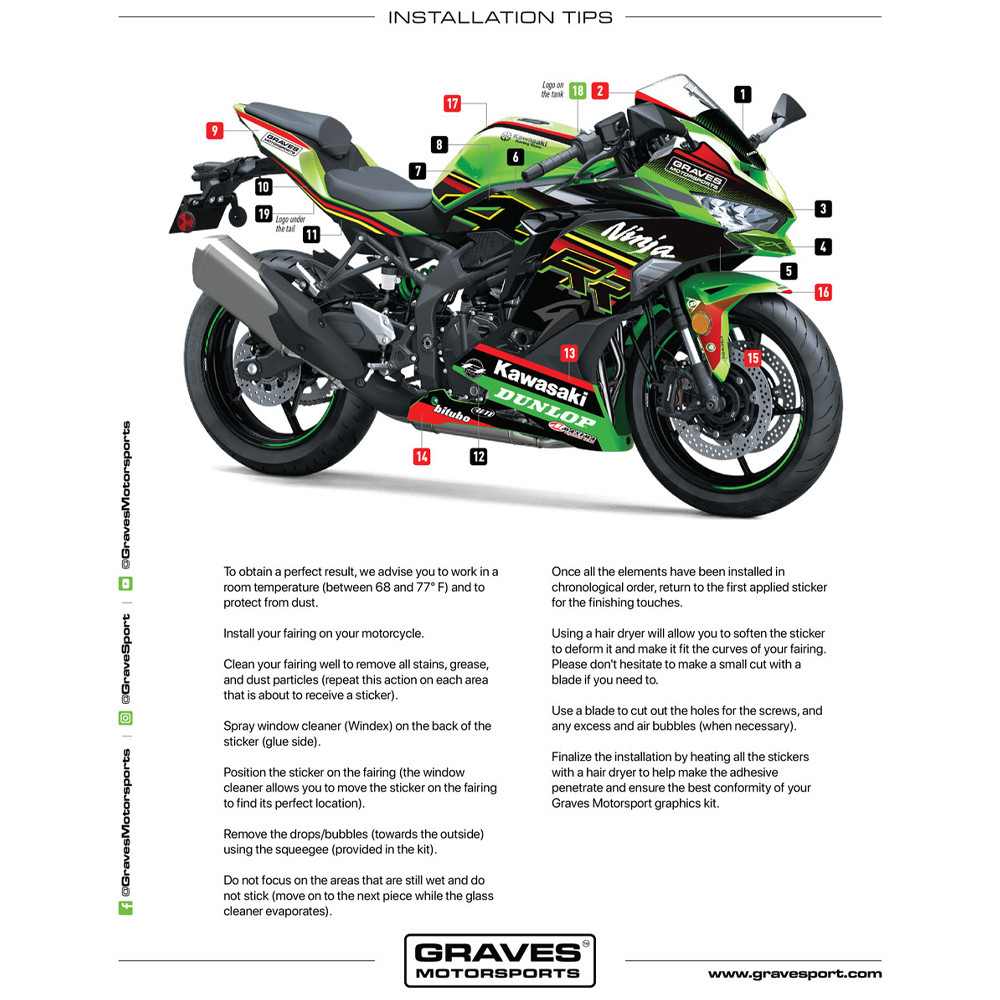 Graves Motorsports Kawasaki ZX-4RR 2023-2026 OEM Bodywork Graphics Set