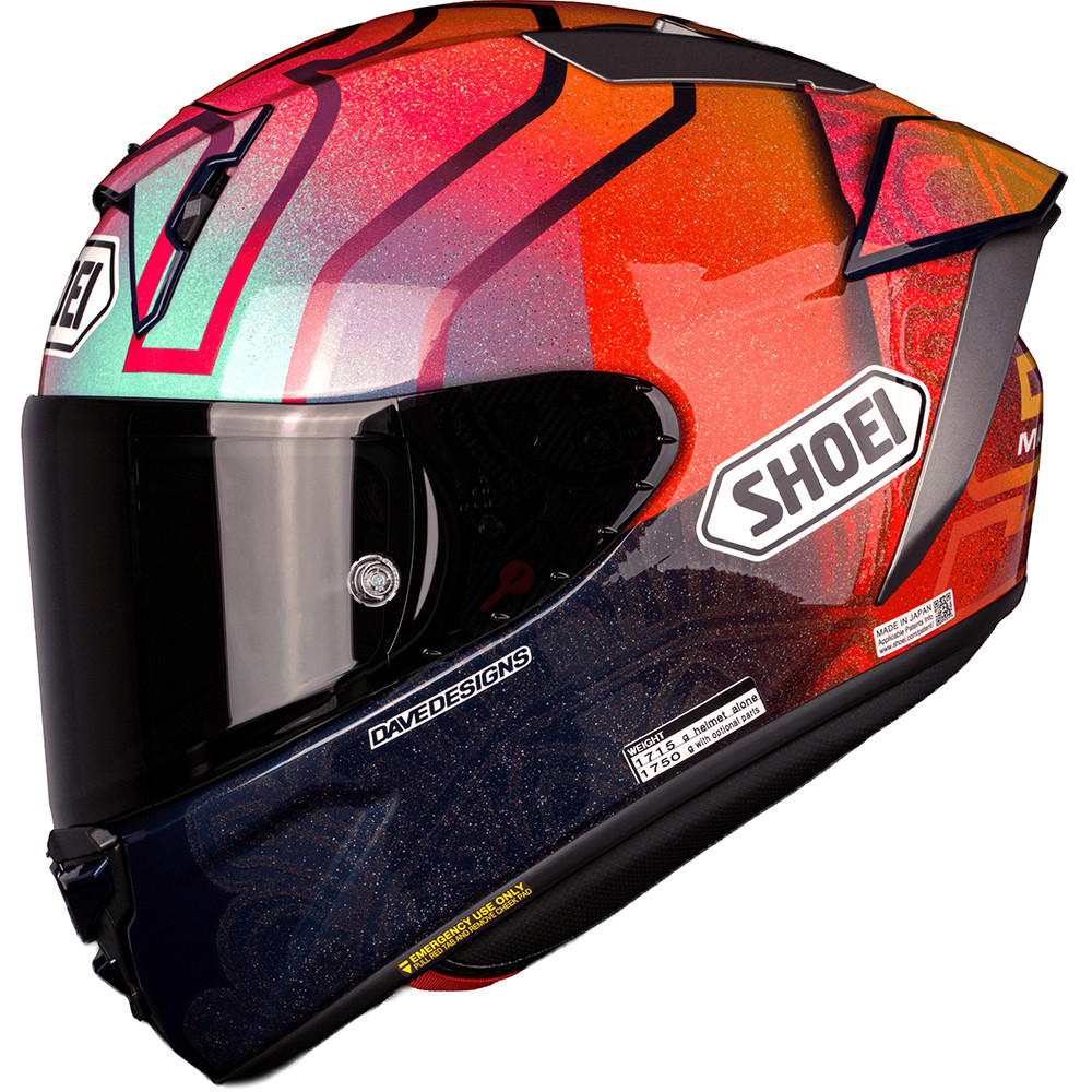 shoei confetti helmet VFX-EVO Sparkle From the aerodynamic shell to the double locking race shield Shoei X-Fifteen Marquez Holi Helmet