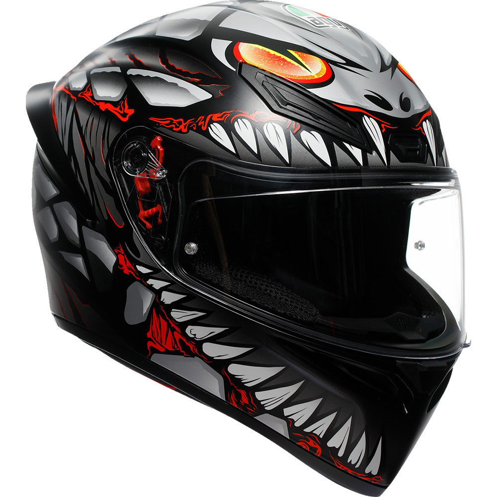AGV K1 S Lyzard Matte Black/Gray/Red Helmet - Sportbike Track Gear