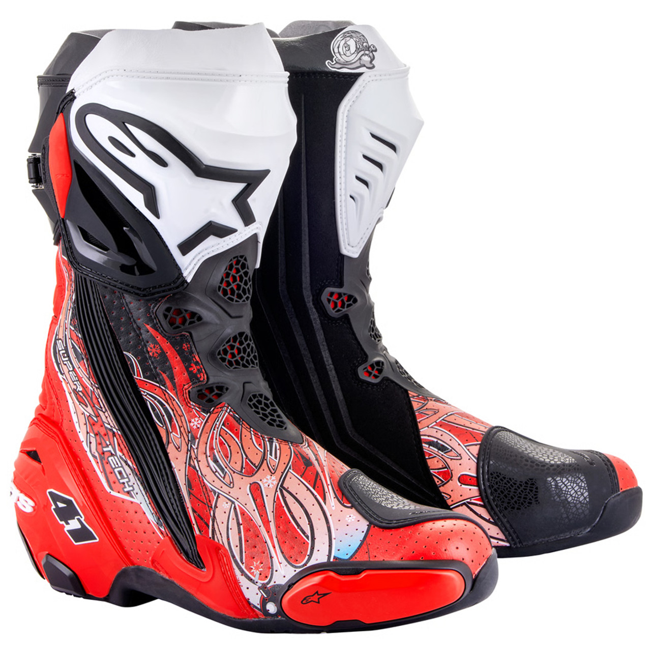 トテコテ　Alpinestars SUPERTECH-R EUR44 Alpinestars Supertech R Red Fluo Vented Boots - Motorcycle