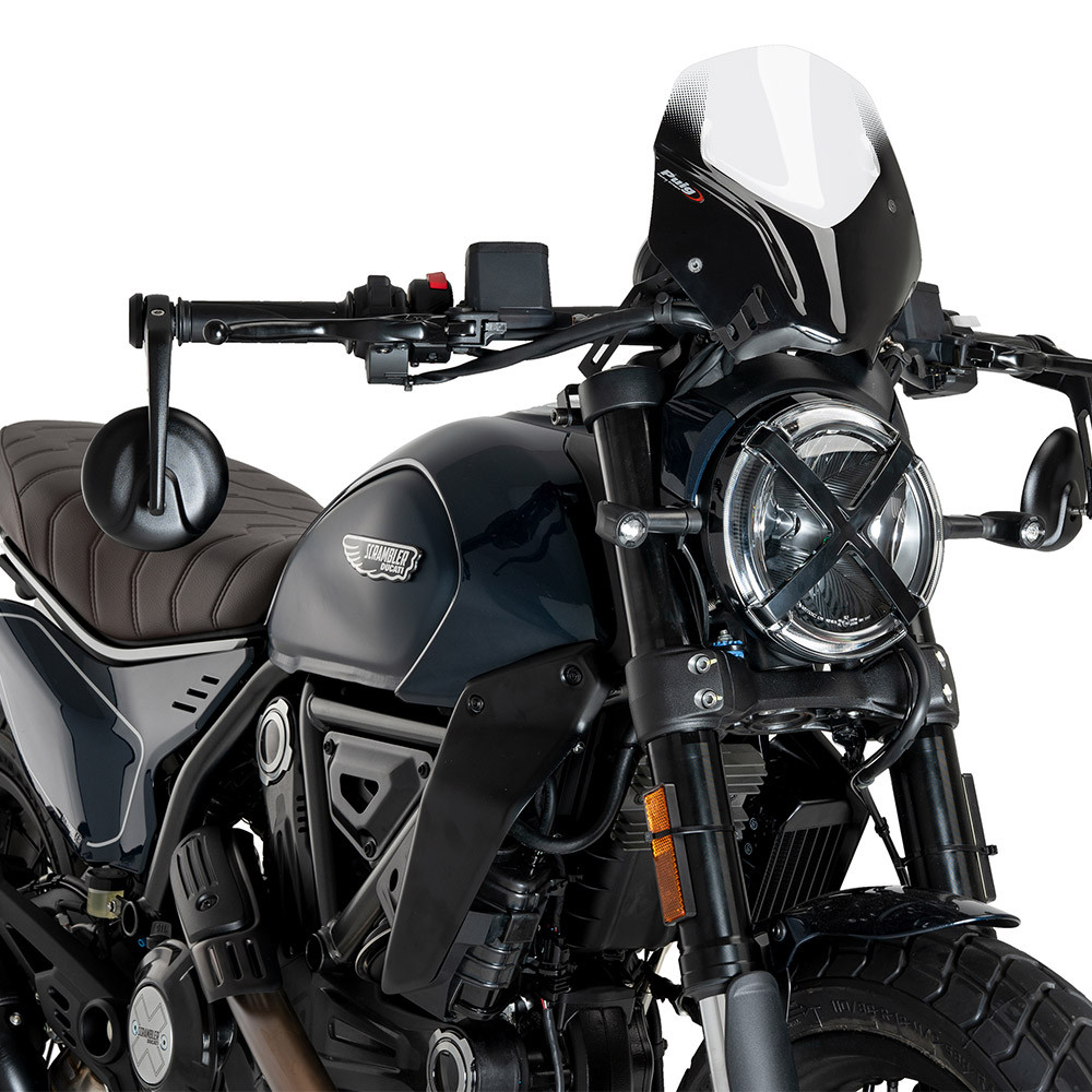 Ducati Scrambler ブラックミラー 968810111AA Puig New Generation Sport Windshield Ducati Scrambler Nightshift