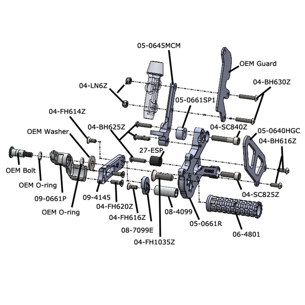 Woodcraft Ducati Panigale V2 2025-2026 Rearsets Complete Kit