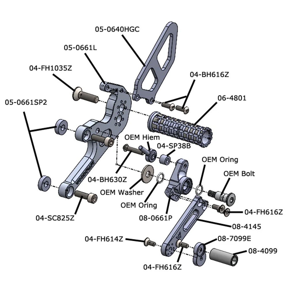 Woodcraft Ducati Panigale V2 2025-2026 Rearsets Complete Kit