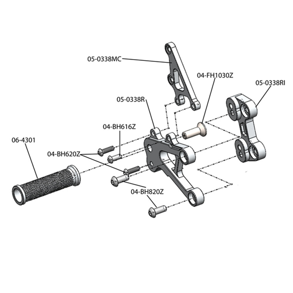 Woodcraft Honda CBR600RR 2007-2026 Rearsets Basic Kit