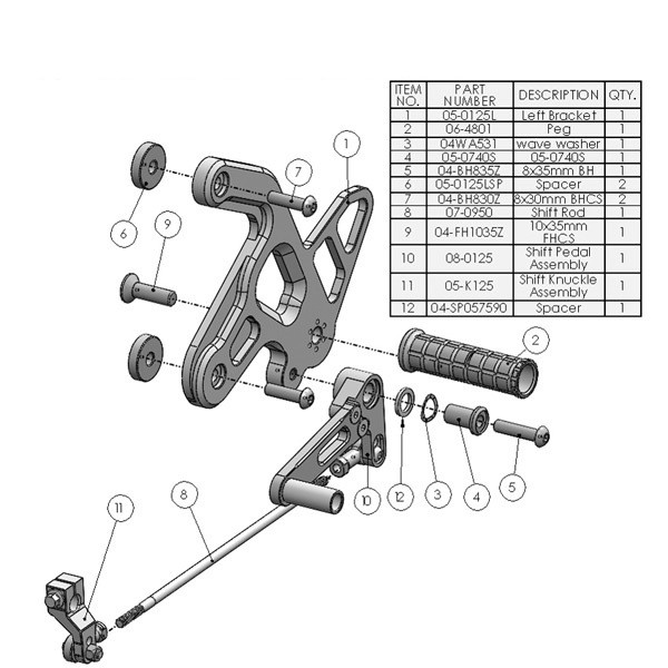 Woodcraft Kawasaki Ninja 650R 20122016 Rearsets Adjustable Complete Kit