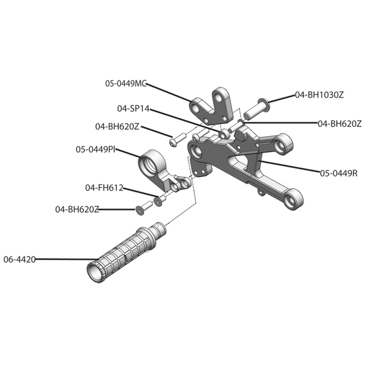 Woodcraft Yamaha R6 20062016 Rearsets Basic Kit Standard Shift