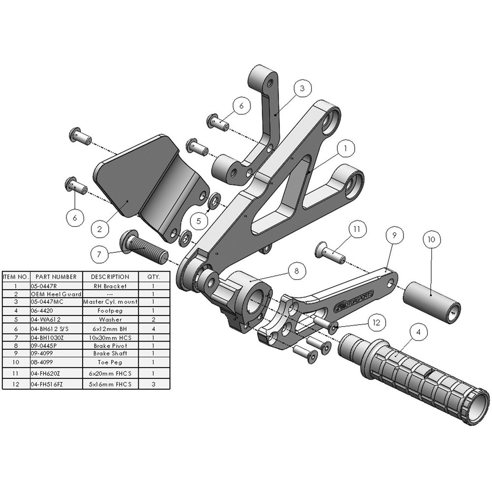 Woodcraft Yamaha R6 20032005 Rearsets Complete Kit