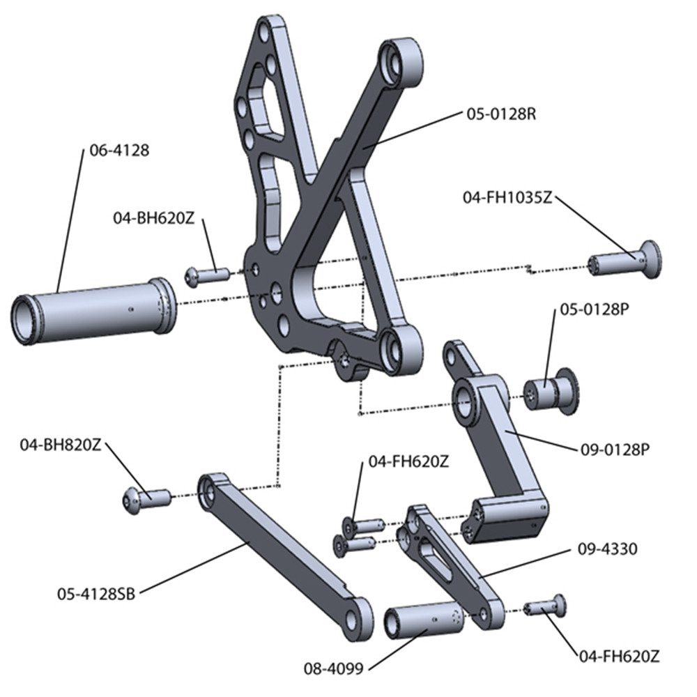 Woodcraft Kawasaki Ninja 650R 20062008 Rearsets Basic Kit
