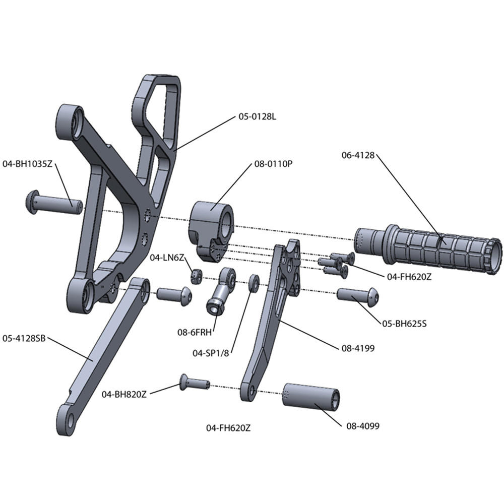 Woodcraft Kawasaki Ninja 650R 20062008 Rearsets Basic Kit