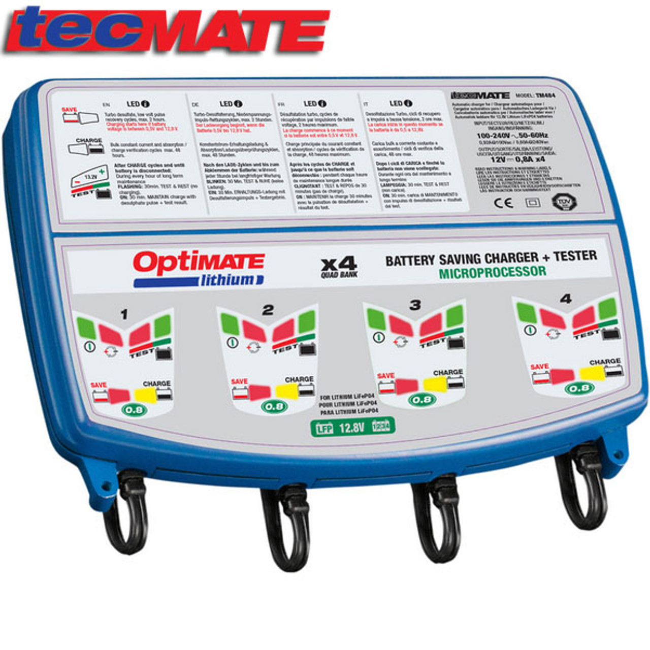 TecMate Charger Optimate 3 X4 - Cycle Gear