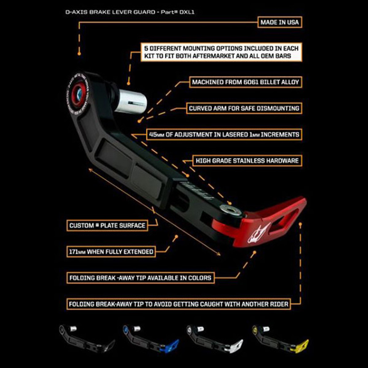 Driven DAxis Brake Lever Guard Sportbike Track Gear